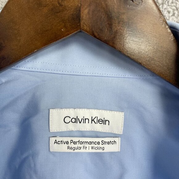 NEW Calvin Klein Men's M Active Performance Stretch Blue Dress Shirt - Picture 7 of 7